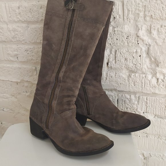 BORN SUEDE RIDING COWBOY BOOTS - Picture 10 of 10